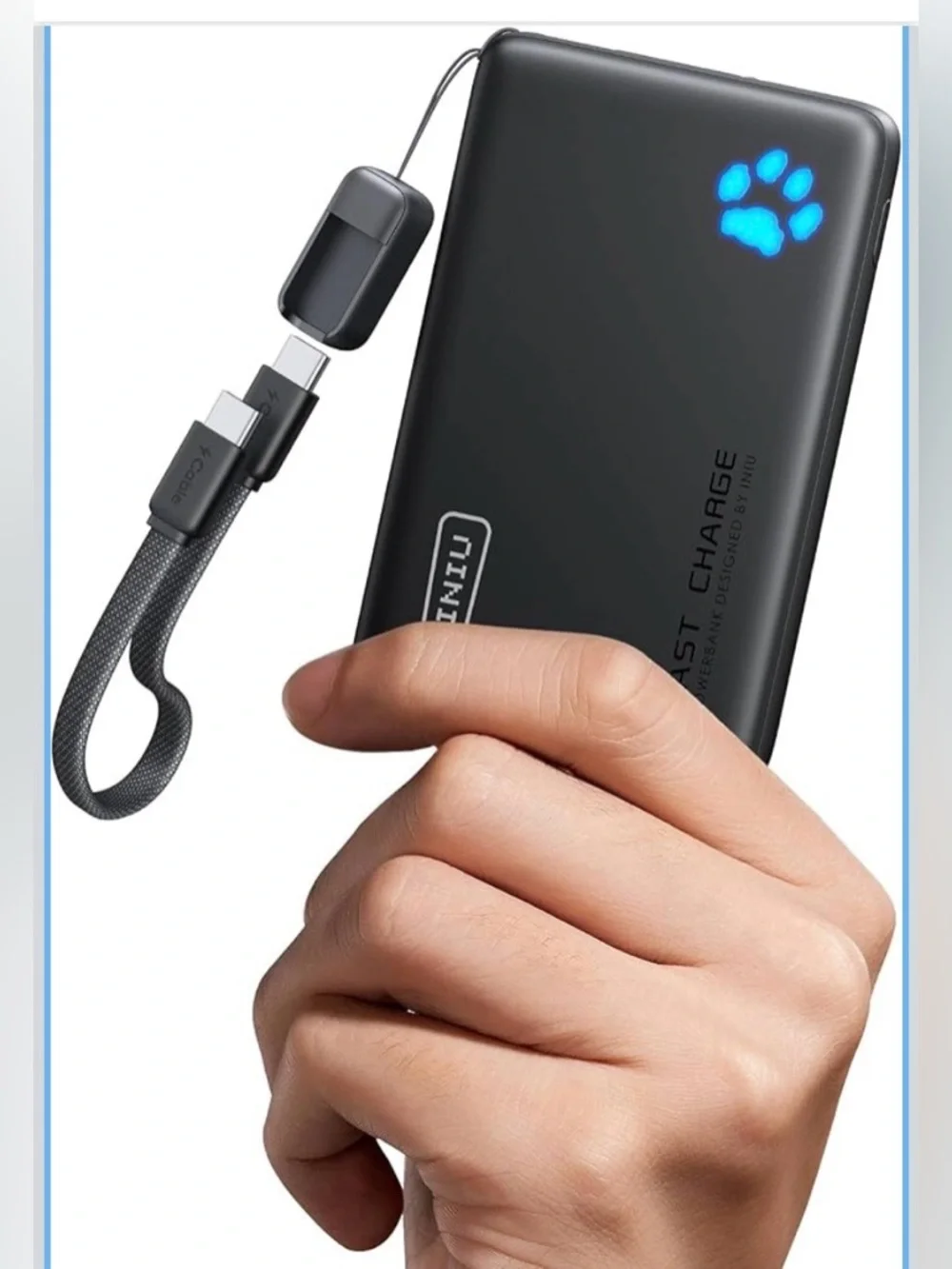Power Bank BI-B41 Slim 10000mAh - Black with Blue Logo
